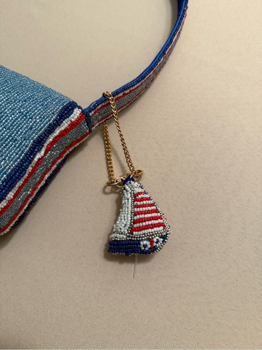 India Beaded Bag Sailboats with Sailboat Bag Charm - Picture 9 of 11